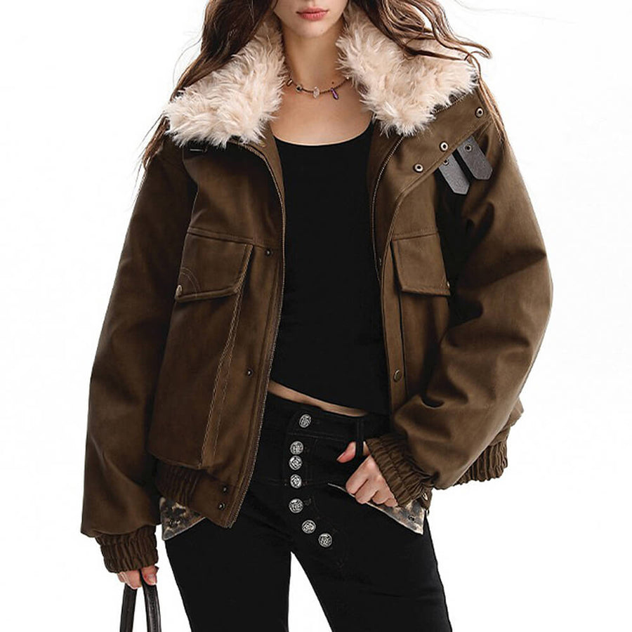 Boogzel Apparel Drama Alert Faux Fur Aviator Jacket