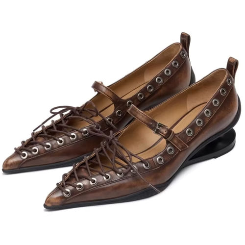 Boogzel Apparel Drama Dealer Lace-Up Pointed Toe Heels