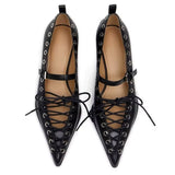 Boogzel Apparel Drama Dealer Lace-Up Pointed Toe Heels, view 3