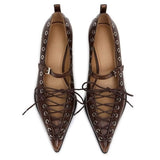 Boogzel Apparel Drama Dealer Lace-Up Pointed Toe Heels, view 5