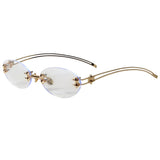 Boogzel Apparel Drama Dealer Oval Rimless Glasses, view 3