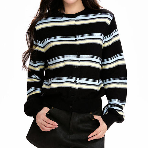 Boogzel Apparel Drama Dealer Striped Cardigan