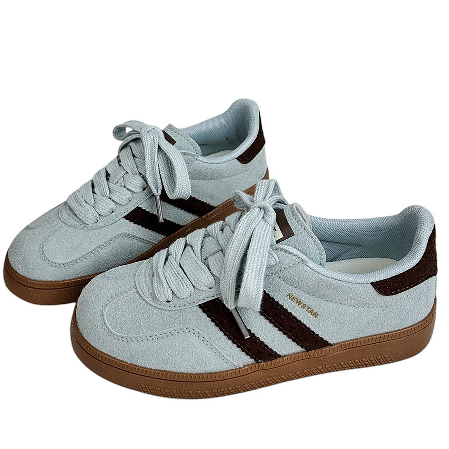 Boogzel Apparel Dusty Blue & Brown Stripe Sneakers