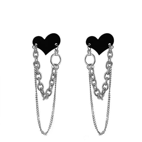 Boogzel Apparel E-girl Heart Chain Earrings