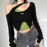 Boogzel Apparel E Girl Layered Crop Top, view 2