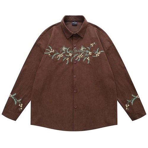 Boogzel Apparel Earthcore Aesthetic Floral Button-Up Shirt