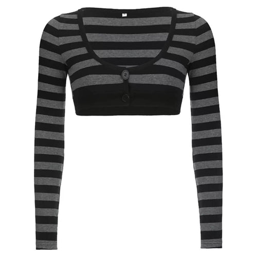 Boogzel Apparel Emo Aesthetic Striped Long Sleeve Top