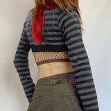 Boogzel Apparel Emo Aesthetic Striped Long Sleeve Top, view 4