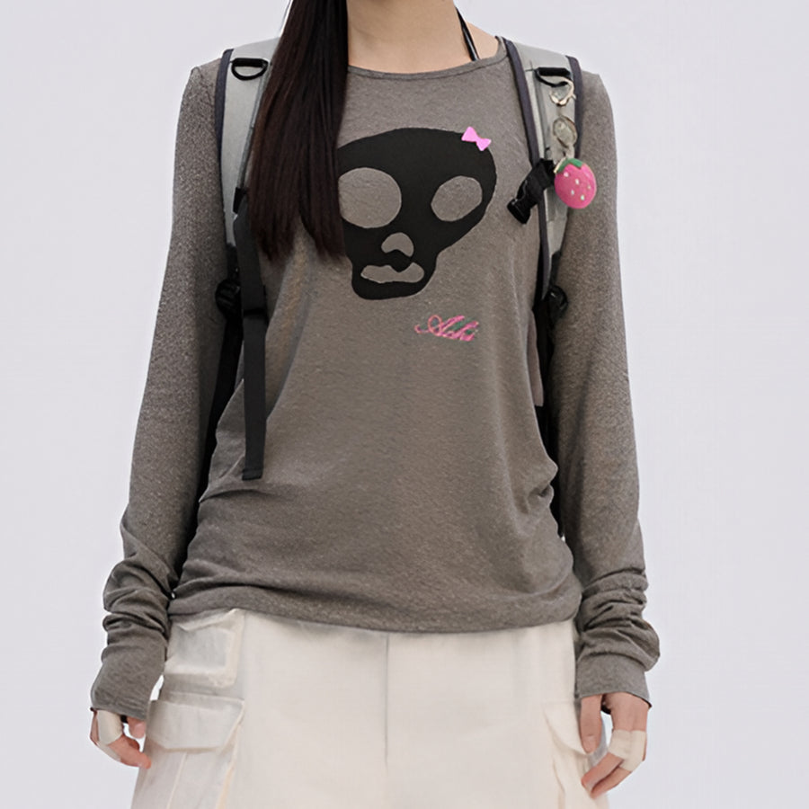 Boogzel Apparel Emo Phase Skull Long Sleeve Top