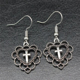 Boogzel Apparel Everlasting Love Heart Cross Earrings, view 3