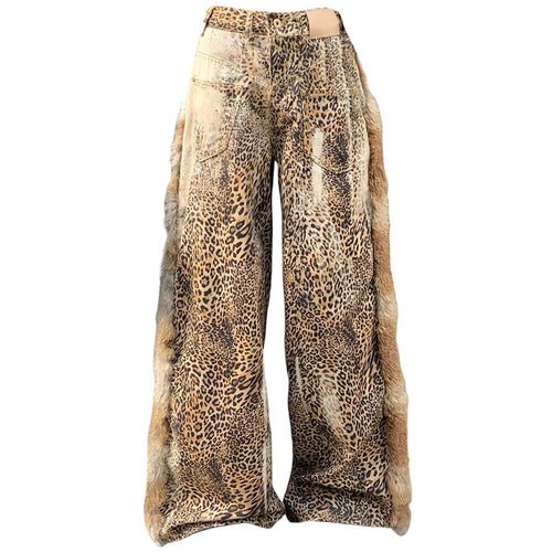 Boogzel Apparel Faded Leopard Print Wide-Leg Trousers