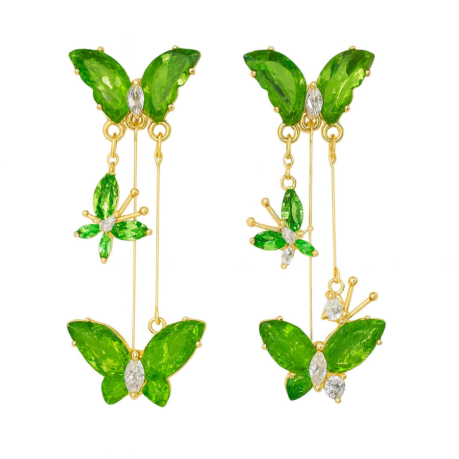 Boogzel Apparel Fairy Butterfly Green Earrings