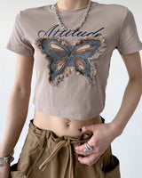 Boogzel Apparel Fairy Grunge Butterfly Patch Top, view 3