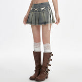Boogzel Apparel Fairy Grunge Lace Up Denim Pleated Skirt, view 4