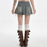 Boogzel Apparel Fairy Grunge Lace Up Denim Pleated Skirt, view 5