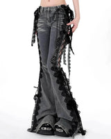 Boogzel Apparel Fairy Grunge Lace Up Flared Jeans, view 3