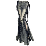 Boogzel Apparel Fairy Grunge Lace Up Flared Jeans, view 5