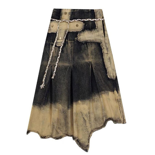 Boogzel Apparel Fairy Grunge Washed Long Denim Skirt