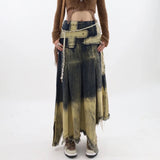 Boogzel Apparel Fairy Grunge Washed Long Denim Skirt, view 3
