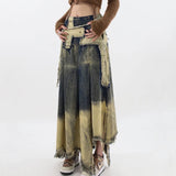Boogzel Apparel Fairy Grunge Washed Long Denim Skirt, view 4