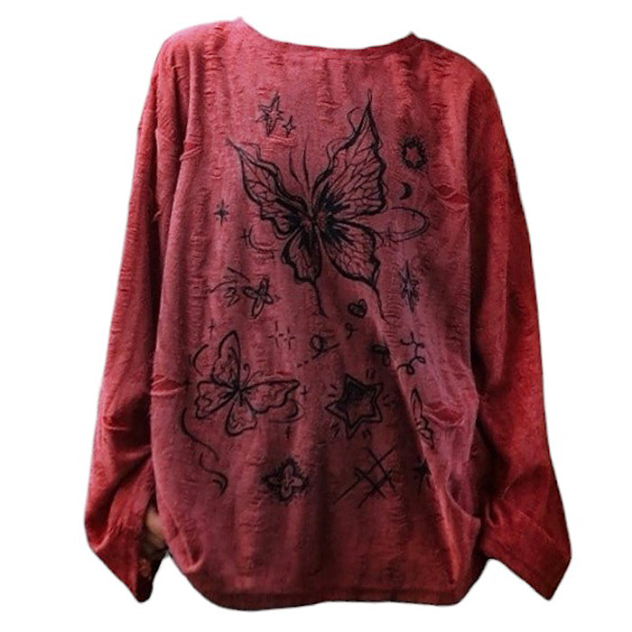 Boogzel Apparel Fairycore Aesthetic Butterfly Print Top