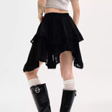 Boogzel Apparel Fairycore Asymmetric Lace Ruffle Skirt, view 4