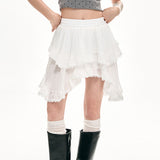 Boogzel Apparel Fairycore Asymmetric Lace Ruffle Skirt, view 5