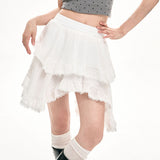 Boogzel Apparel Fairycore Asymmetric Lace Ruffle Skirt, view 6
