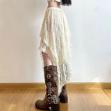 Boogzel Apparel Fairycore Asymmetrical Lace Skirt, view 5