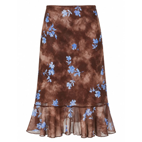 Boogzel Apparel Fairycore Blue Floral Ruffle Skirt