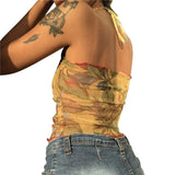 Boogzel Apparel Fairycore Floral Mesh Halter Top, view 4