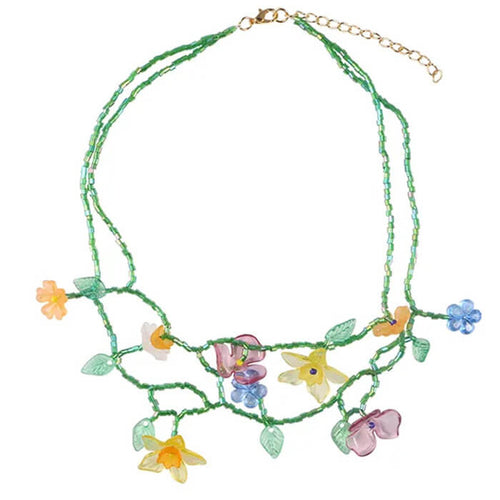 Boogzel Apparel Fairycore Flower Layered Necklace