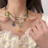 Boogzel Apparel Fairycore Flower Layered Necklace, view 2
