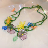 Boogzel Apparel Fairycore Flower Layered Necklace, view 3