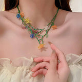 Boogzel Apparel Fairycore Flower Layered Necklace, view 4