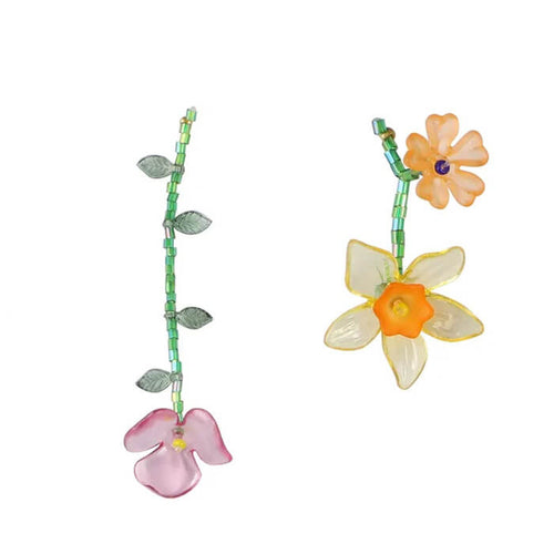 Boogzel Apparel Fairycore Flower Mismatched Earrings