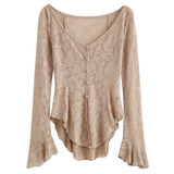 Boogzel Apparel Fairycore Lace Flare Sleeve Top, view 6