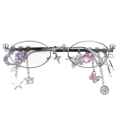 Boogzel Apparel Fairycore Oval Sunglasses with Charms