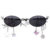 Boogzel Apparel Fairycore Oval Sunglasses with Charms, view 2