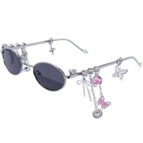 Boogzel Apparel Fairycore Oval Sunglasses with Charms, view 5
