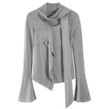 Boogzel Apparel Fall Feels Cozy Tie Neck Knit Top, view 2