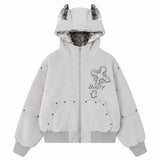 Boogzel Apparel Fawn Ear Grunge Hooded Jacket, view 2