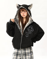 Boogzel Apparel Fawn Ear Grunge Hooded Jacket, view 3