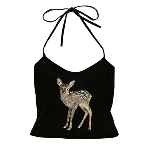 Boogzel Apparel Fawn Print Y2K Halter Top
