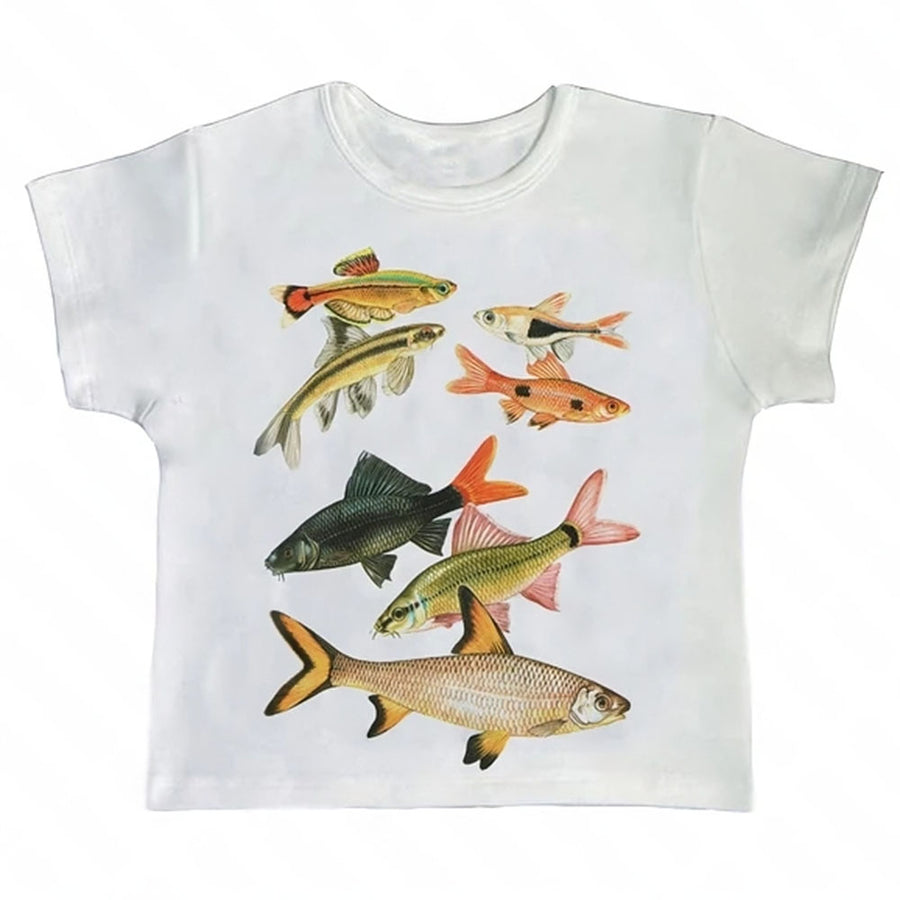 Boogzel Apparel Fish Print Aesthetic Baby Tee