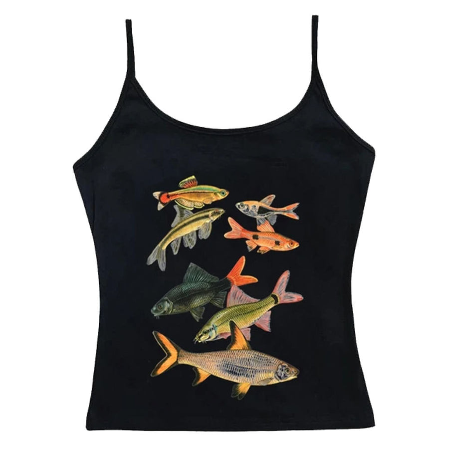 Boogzel Apparel Fish Print Aesthetic Tank Top