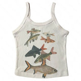 Boogzel Apparel Fish Print Aesthetic Tank Top, view 2