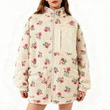 Boogzel Apparel Floral Faux Sherpa Fleece Jacket, view 3