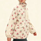 Boogzel Apparel Floral Faux Sherpa Fleece Jacket, view 4