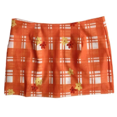 Boogzel Apparel Floral Gingham Mini Skirt
